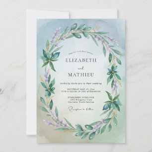 Invitation Mariage Florissant Bleu Clair et Verdoyant