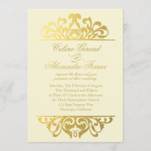 Invitation Mariage florissant d'huile de glam Gold  or ivoire