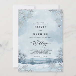 Invitation Mariage florissant du paysage neigeux
