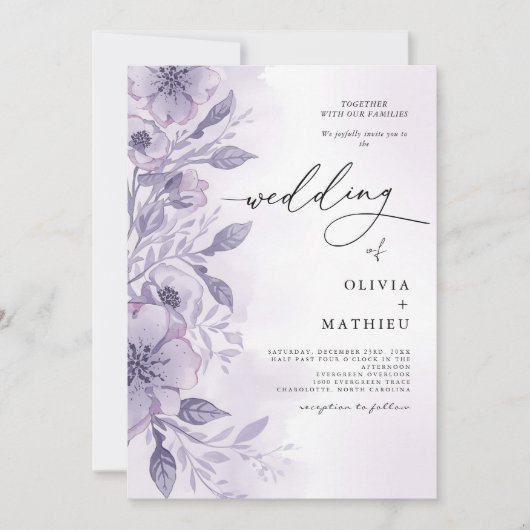 Invitation Mariage florissant Lavender (Devant)