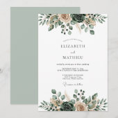 Invitation Mariage Florissant Vert Sauge Éthéré (Devant / Derrière)