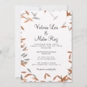 Invitation Mariage flottant de Pampas à feuilles molles rusti (Devant)