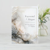 Invitation Mariage Fluide Marbré Gilded au Charbon de Bois Fu (Debout devant)