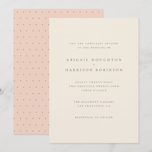 Invitation Mariage Flush & Cream en typographie simple et chi (Devant / Derrière)
