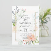 Invitation MARIAGE | Flux rose de la pêche au printemps (Debout devant)