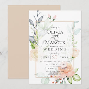 Invitation MARIAGE Flux rose de la pêche au printemps