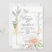 Invitation MARIAGE | Flux rose de la pêche au printemps (Devant)