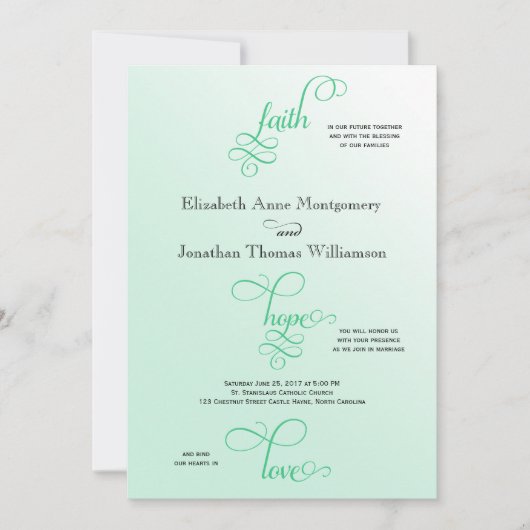 Invitation Mariage Foi Foi Foi Foi Espoir & Amour (Devant)