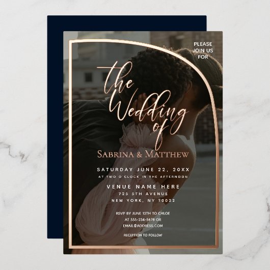 Invitation Mariage Foil Chic Floral Wreath (Recto/Verso)