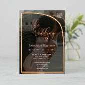 Invitation Mariage Foil Chic Floral Wreath (Debout devant)