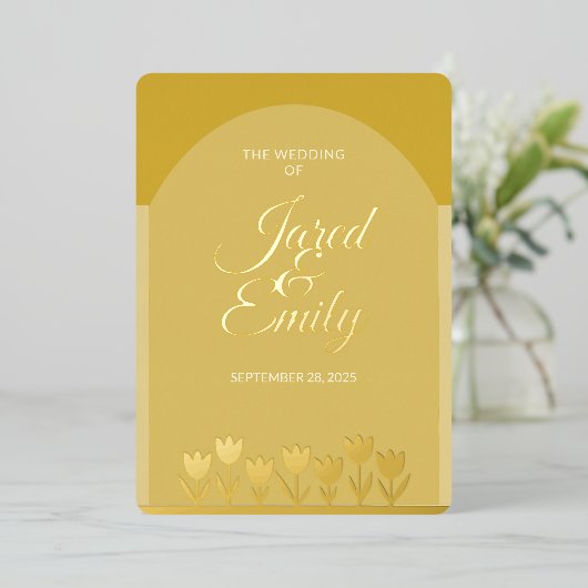 Invitation mariage Foil | Fleurs simples (Debout devant)