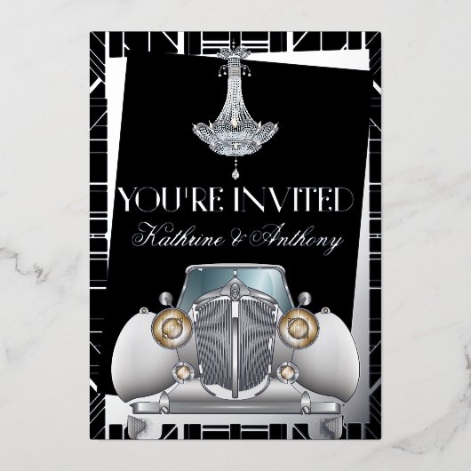 Invitation Mariage Foil Gatsby Déco (Recto)