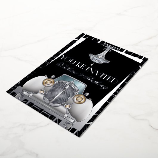 Invitation Mariage Foil Gatsby Déco (Rotation)