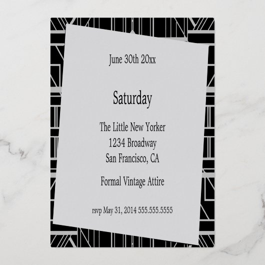 Invitation Mariage Foil Gatsby Déco (Verso)