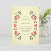 Invitation Mariage folklorique classique à la crème (Debout devant)