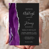 Invitation Mariage foncé moderne violet argenté
