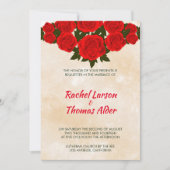 Invitation Mariage Fond Beige Et Roses Rouges (Devant)