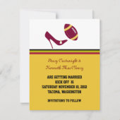 Invitation Mariage Football Rouge Bordeaux & Jaune Économisez (Devant)