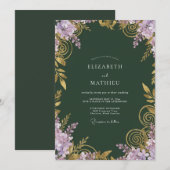 Invitation Mariage Forest Lavande Filigrane Eucalyptus (Devant / Derrière)