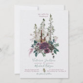 Invitation Mariage forestier de l'aquarelle de la Chouette de (Devant)