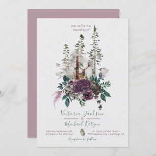 Invitation Mariage forestier de l'aquarelle de la Chouette de