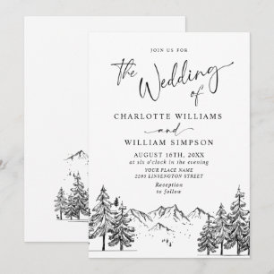 Invitation Mariage forestier des montagnes à main