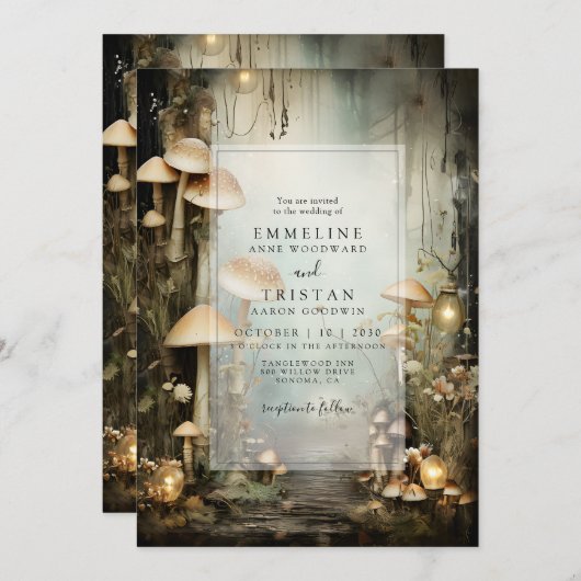 Invitation Mariage forestier enchanté (Devant / Derrière)