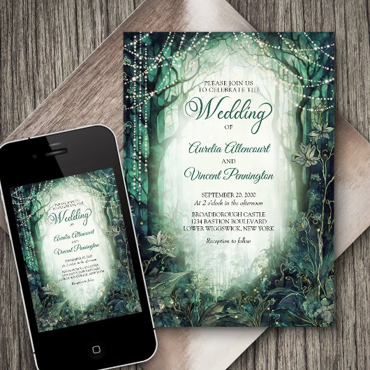Invitation Mariage forestier enchanté