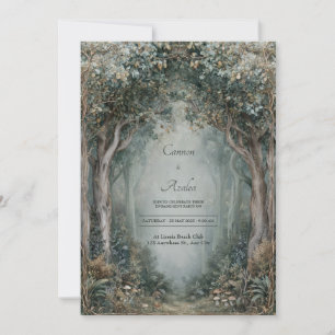 Invitation Mariage forestier enchanté Art Nouveau