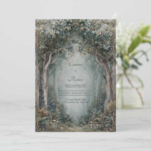 Invitation Mariage forestier enchanté Art Nouveau (Debout devant)