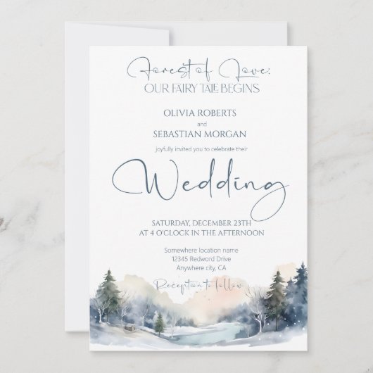 Invitation Mariage forestier rustique (Devant)