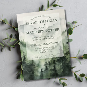 Invitation Mariage forestier rustique de pins de montagne