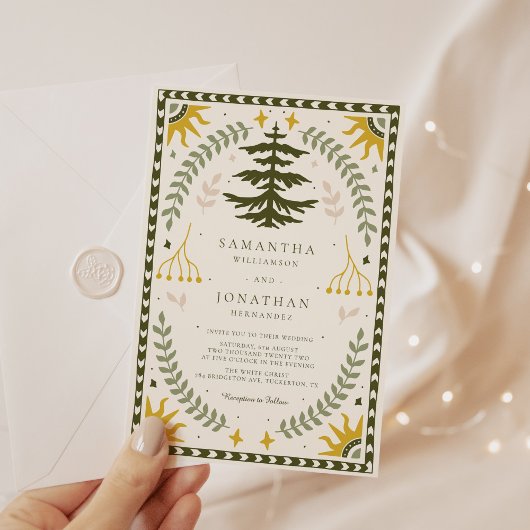 Invitation Mariage forestier Vintage moderne