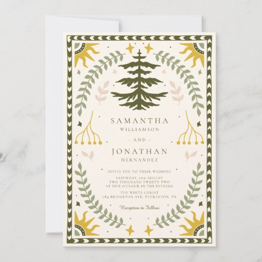 Invitation Mariage forestier Vintage moderne (Devant)