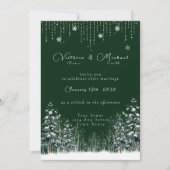 Invitation Mariage Forêt d'Hiver Neige Pins (Devant)