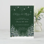 Invitation Mariage Forêt d'Hiver Neige Pins (Debout devant)