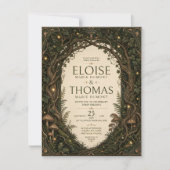 Invitation Mariage Forêt Enchantée Bois Fée Moussu Vert (Devant)