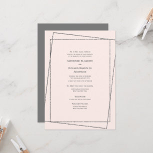 Invitation Mariage Formal & Élégant Rose & Argent