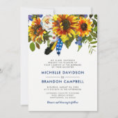 Invitation Mariage Formel Aquarelle Rustique Tournesol Bleu (Devant)