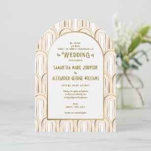 Invitation Mariage Formel Art Déco Or des Années 1920 avec le