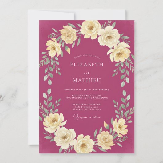 Invitation Mariage Formel Atmosphérique Mûre (Devant)