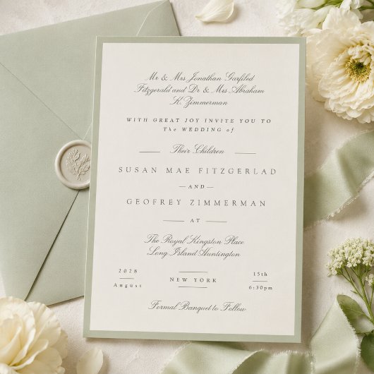 Invitation Mariage Formel au Pistache Doux