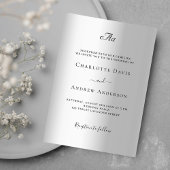 Invitation Mariage formel avec monogramme argenté