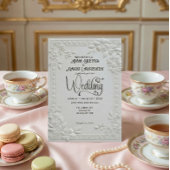 Invitation Mariage Formel Blanc Floral en Relief