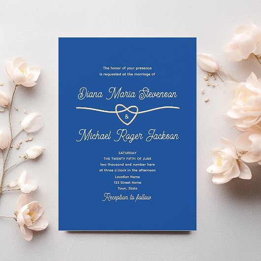 Invitation Mariage Formel Bleu Classique