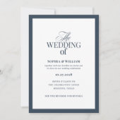 Invitation Mariage Formel Bleu Marine avec Code QR de RSVP (Devant)