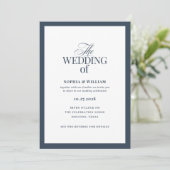 Invitation Mariage Formel Bleu Marine avec Code QR de RSVP (Debout devant)