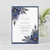 Invitation Mariage Formel Bleu Nuit Doré (Debout devant)