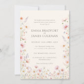 Invitation Mariage Formel Bohème Fantaisiste Fleurs Sauvages (Devant)