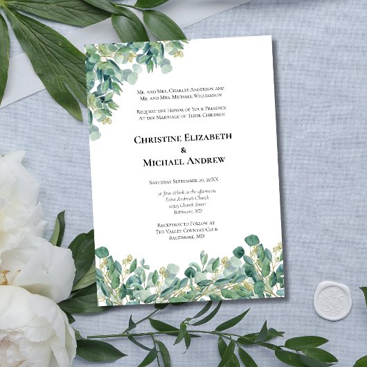 Invitation Mariage Formel Botanique à la Eucalyptus